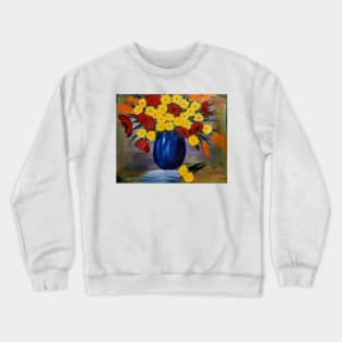 red poppies and yellow flower in a vase Crewneck Sweatshirt